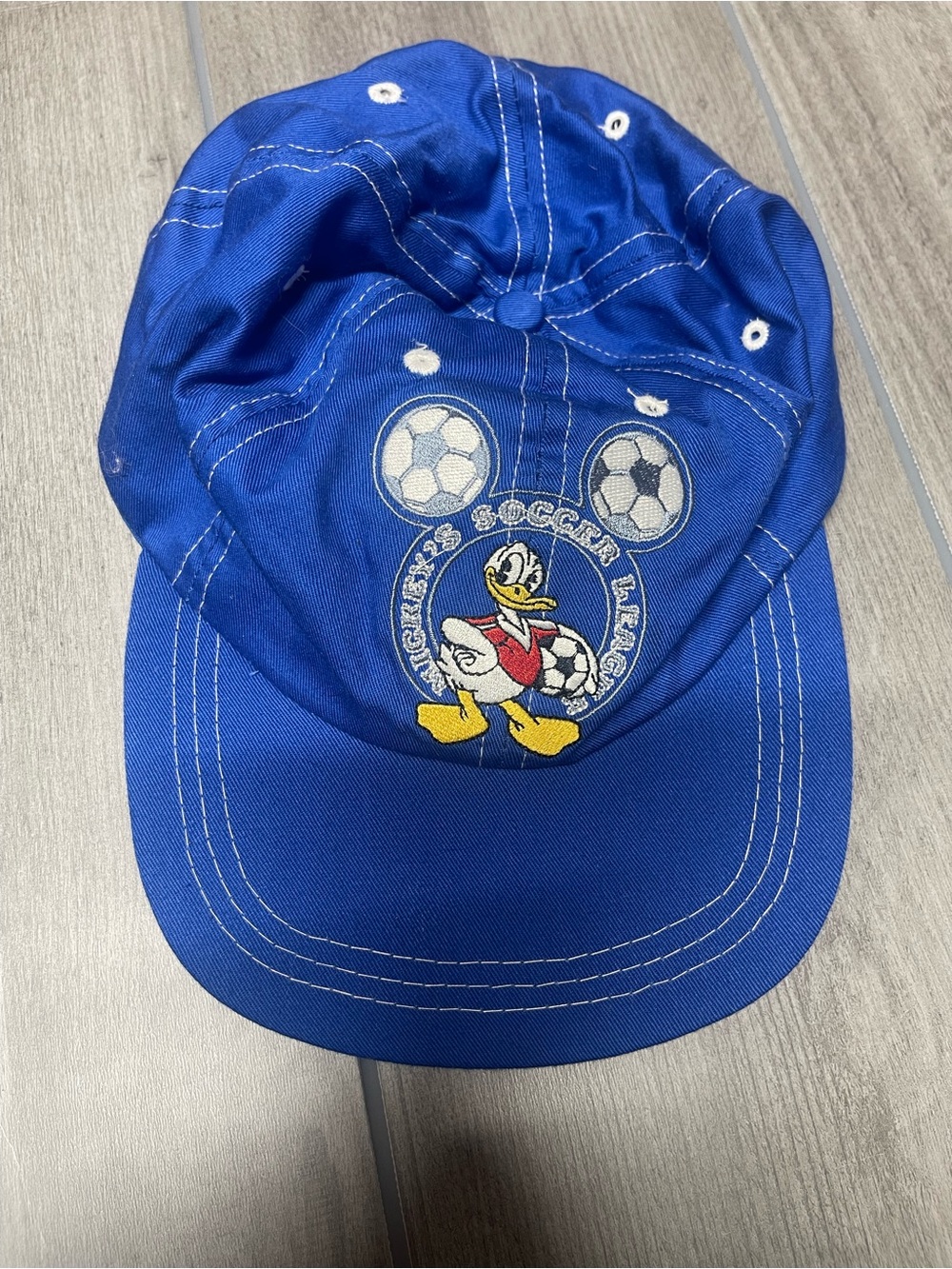 Vintage Disney Royal Blue Donald Duck Soccer Embroidered Baseball Cap
